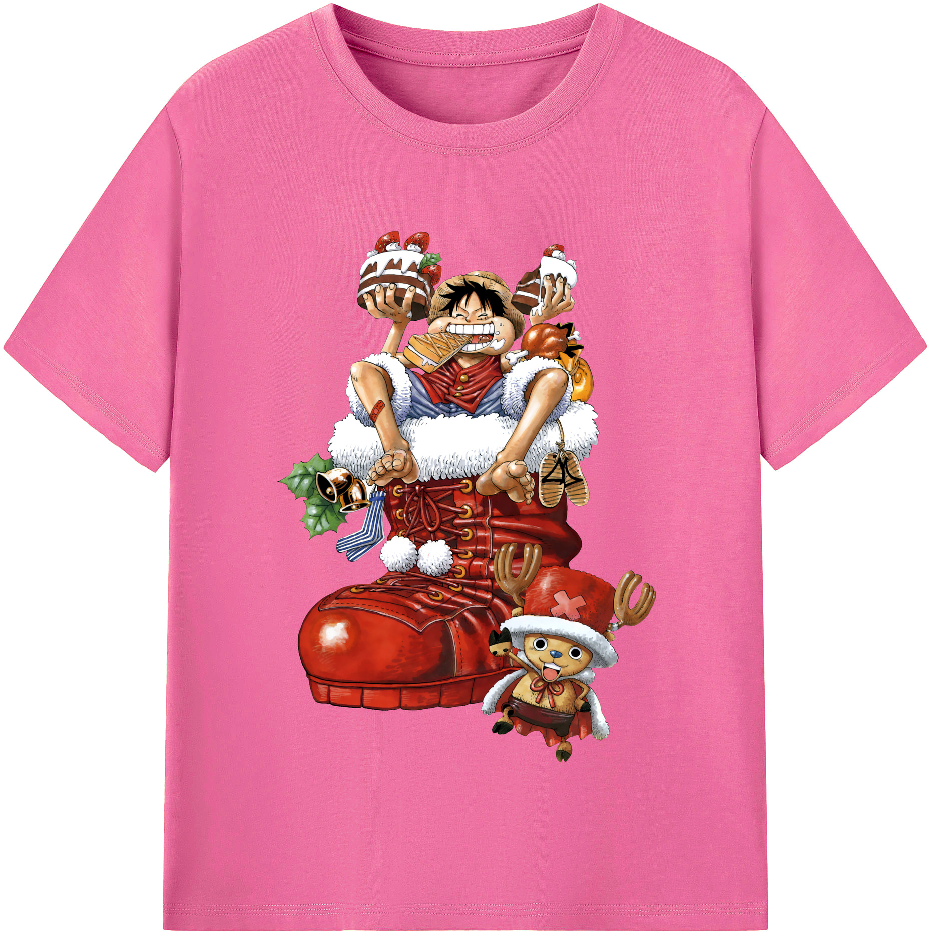 ワンピース モンキー・D・ルフィ ONE PIECE Monkey D. Luffy レディースカジュアルプリントTシャツ（綿100％）